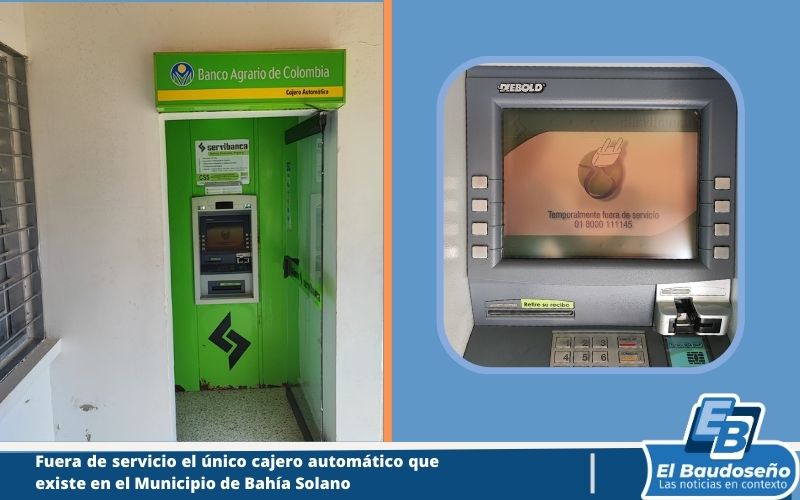 Más de 9 días cumple fuera de servicio el único cajero automático que existe en Bahía Solano, perteneciente al Banco Agrario.