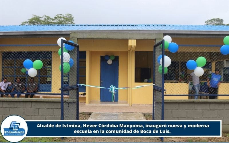 Alcalde de Istmina, Hever Córdoba Manyoma, inauguró nueva y moderna escuela en la comunidad de Boca de Luis.