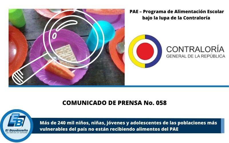 Más de 240 mil niños, niñas, jóvenes y adolescentes de las poblaciones más vulnerables del país no están recibiendo alimentos del PAE