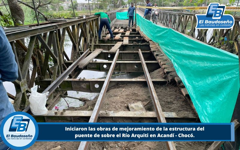 Con una inversión de (.090) MIL NOVENTA MILLONES DE PESOS, iniciaron las obras de mejoramiento de la estructura del puente de sobre el Río Arquiti, en Acandí – Chocó.