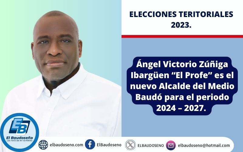 Ángel Victorio Zúñiga Ibargüen “El Profe” es el nuevo Alcalde del Medio Baudó para el periodo 2024 – 2027.