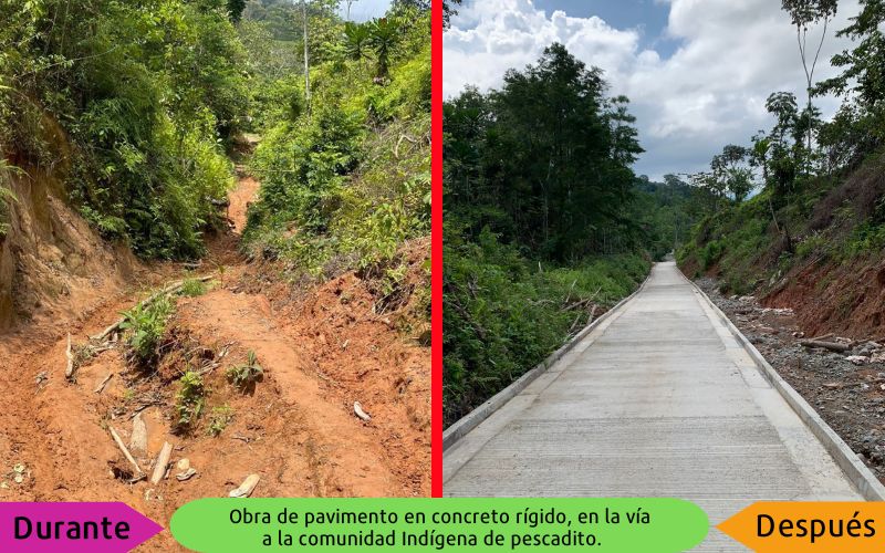 Administración Municipal de Acandí celebra la culminación de la ambiciosa obra de pavimento en concreto rígido, en la vía a la comunidad Indígena de pescadito.   