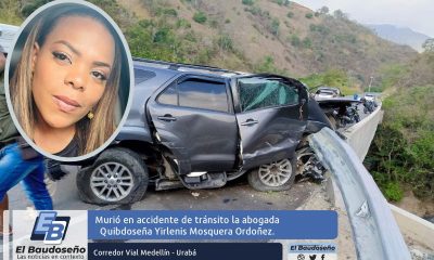 Murió en accidente de tránsito la abogada Quibdoseña Yirlenis Mosquera Ordoñez.