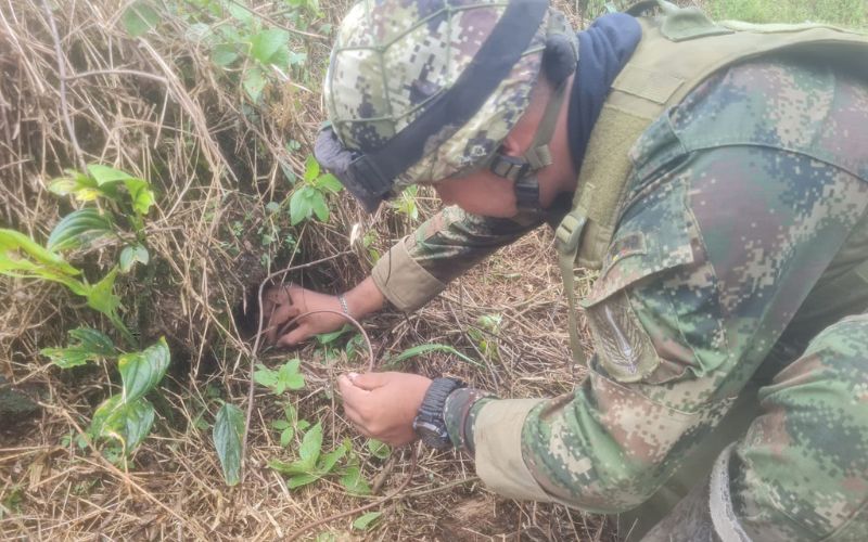 Fuerzas Militares destruyen minas antipersonal en el departamento del Chocó.