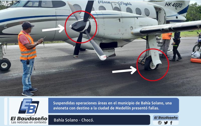 Suspendidas operaciones áreas en el municipio de Bahía Solano, una avioneta con destino a la ciudad de Medellín presentó fallas.  