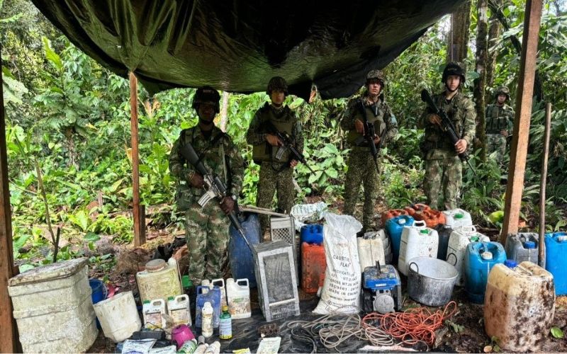 Destruidos 10 laboratorios para el procesamiento de estupefacientes en Cauca y Chocó.