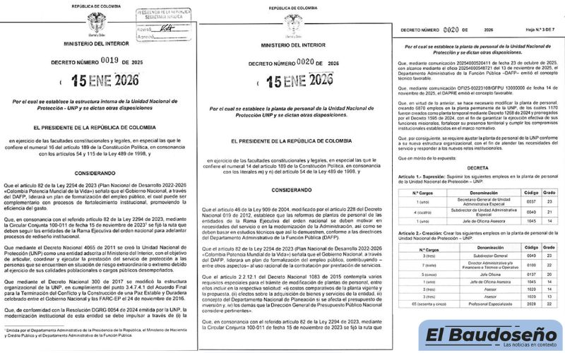 MinInterior firmó decreto que busca crear 6.870 empleos en la UNP; sindicato alerta vacíos en contratación.