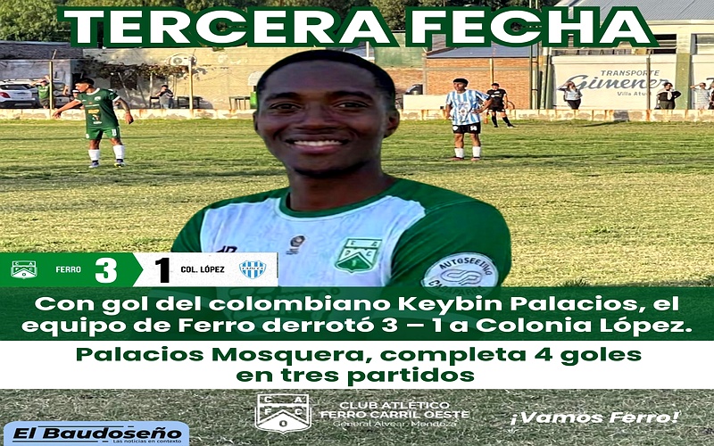 Con gol del colombiano Keybin Palacios, Ferro se impone 3-1 ante Colonia López.