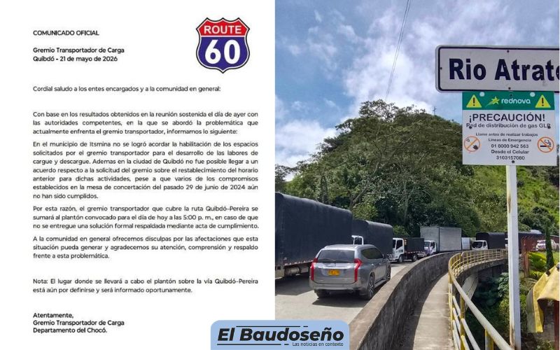 Transportadores de carga del Chocó anuncian nuevas acciones de protesta tras falta de acuerdos con autoridades