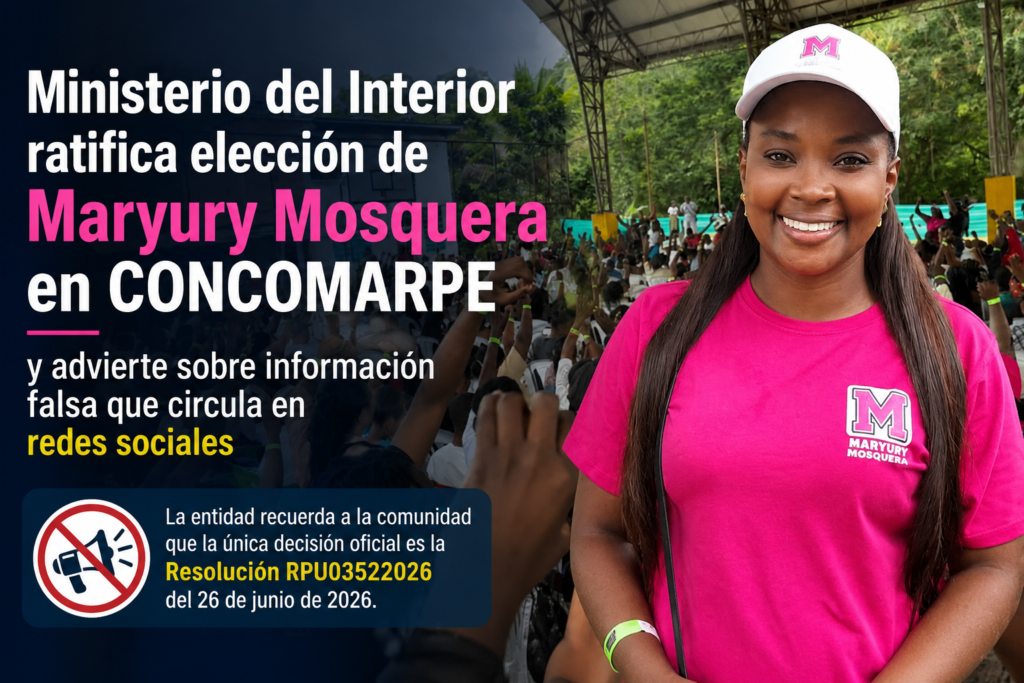 Ministerio del Interior ratifica elección de Maryury Mosquera en CONCOMARPE y advierte sobre información falsa que circula en redes sociales