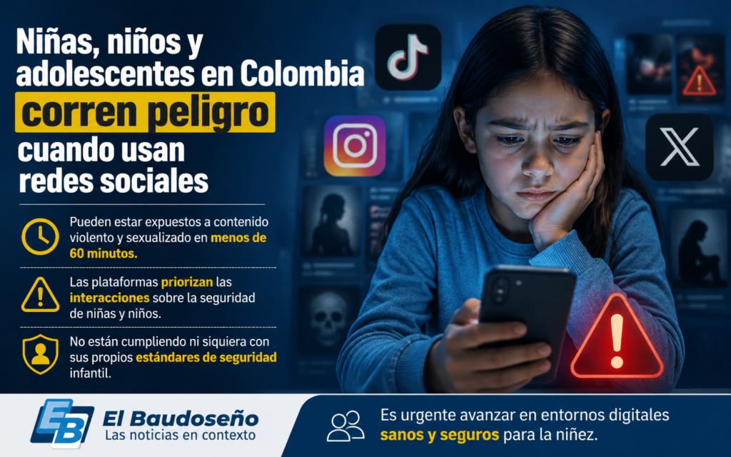 Niñas, niños y adolescentes en Colombia corren peligro cuando usan redes sociales. Un nuevo estudio revela que TikTok, Instagram y X los expone rápidamente a contenido violento y sexualizado