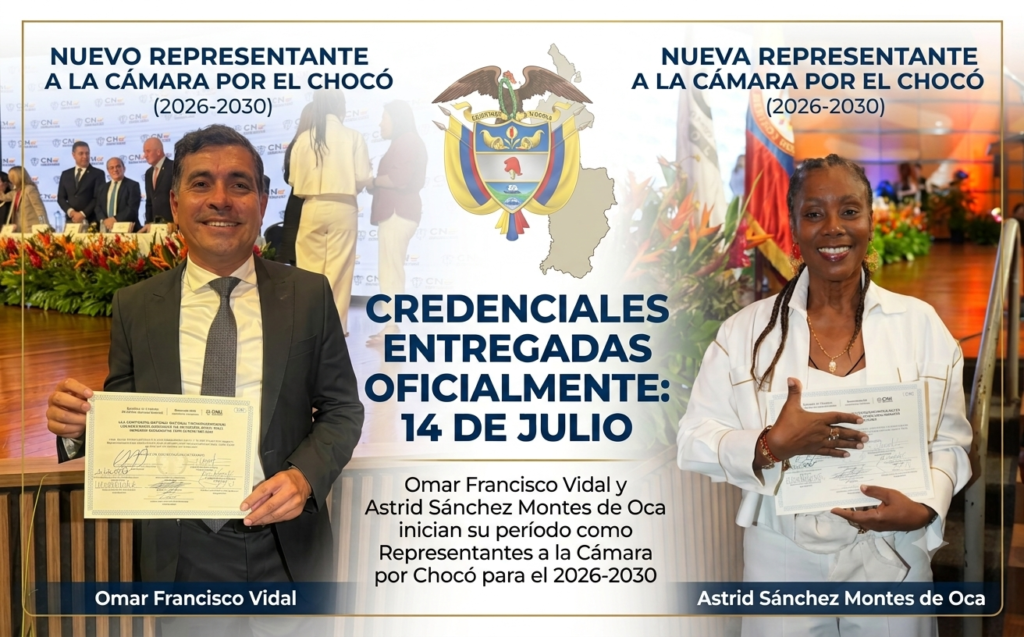 OFICIAL: Chocó ya tiene sus representantes a la Cámara para el período 2026 – 2030