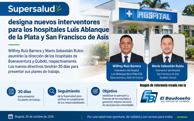 Supersalud designa nuevos interventores para hospitales de Buenaventura y Quibdó